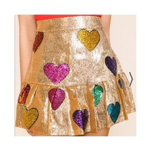 Queen Of Sparkles: Gold Hearts Flounce Skort M